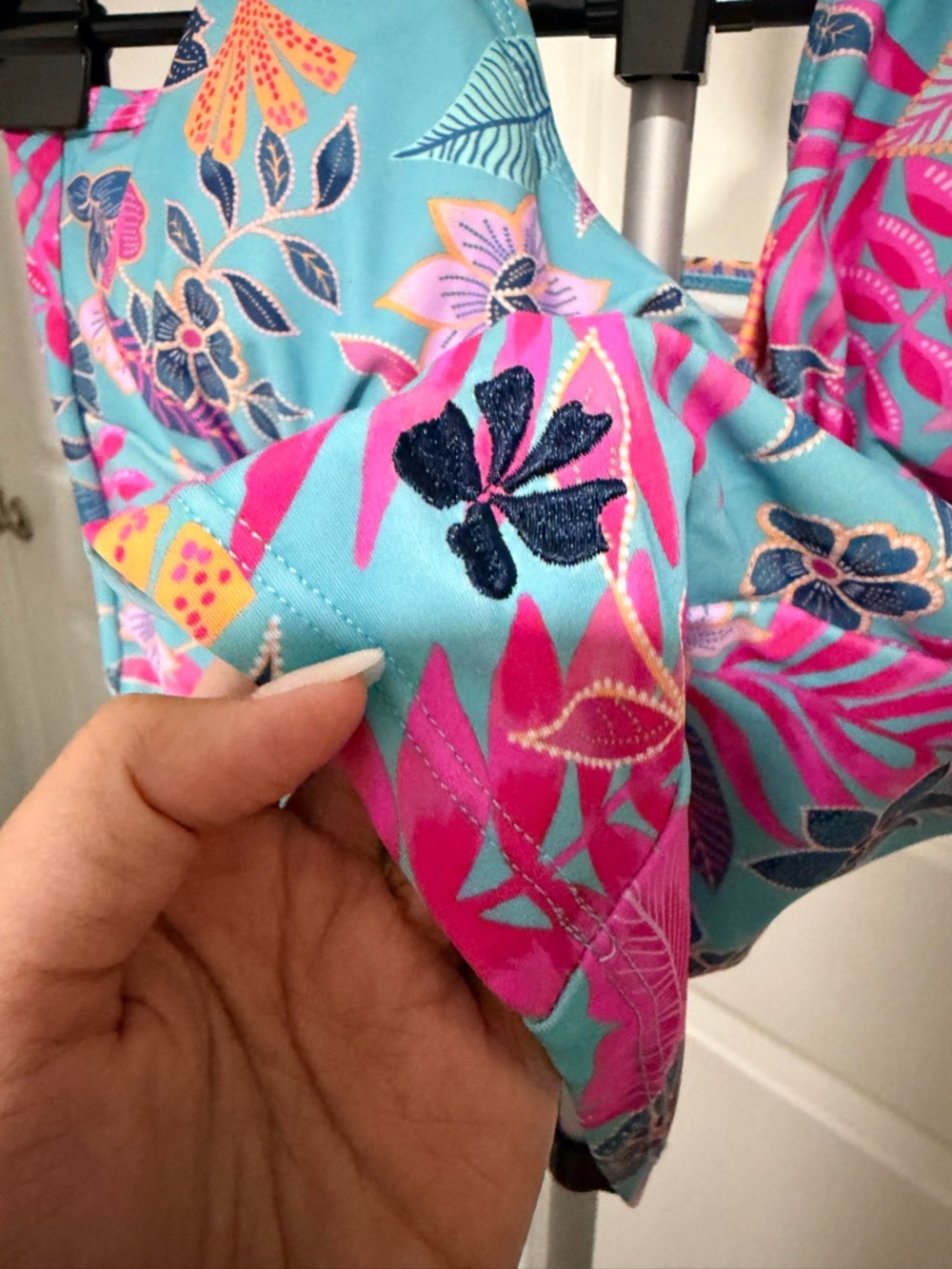 NWT! Hapari Turquoise Floral Halter Tankini Top - Picture 3 of 5